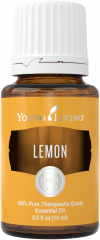 bottle of lemon essential oil 