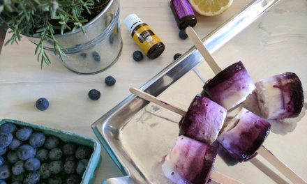 Blueberry Yogurt Ombre Pops with Lavender and Lemon Oil